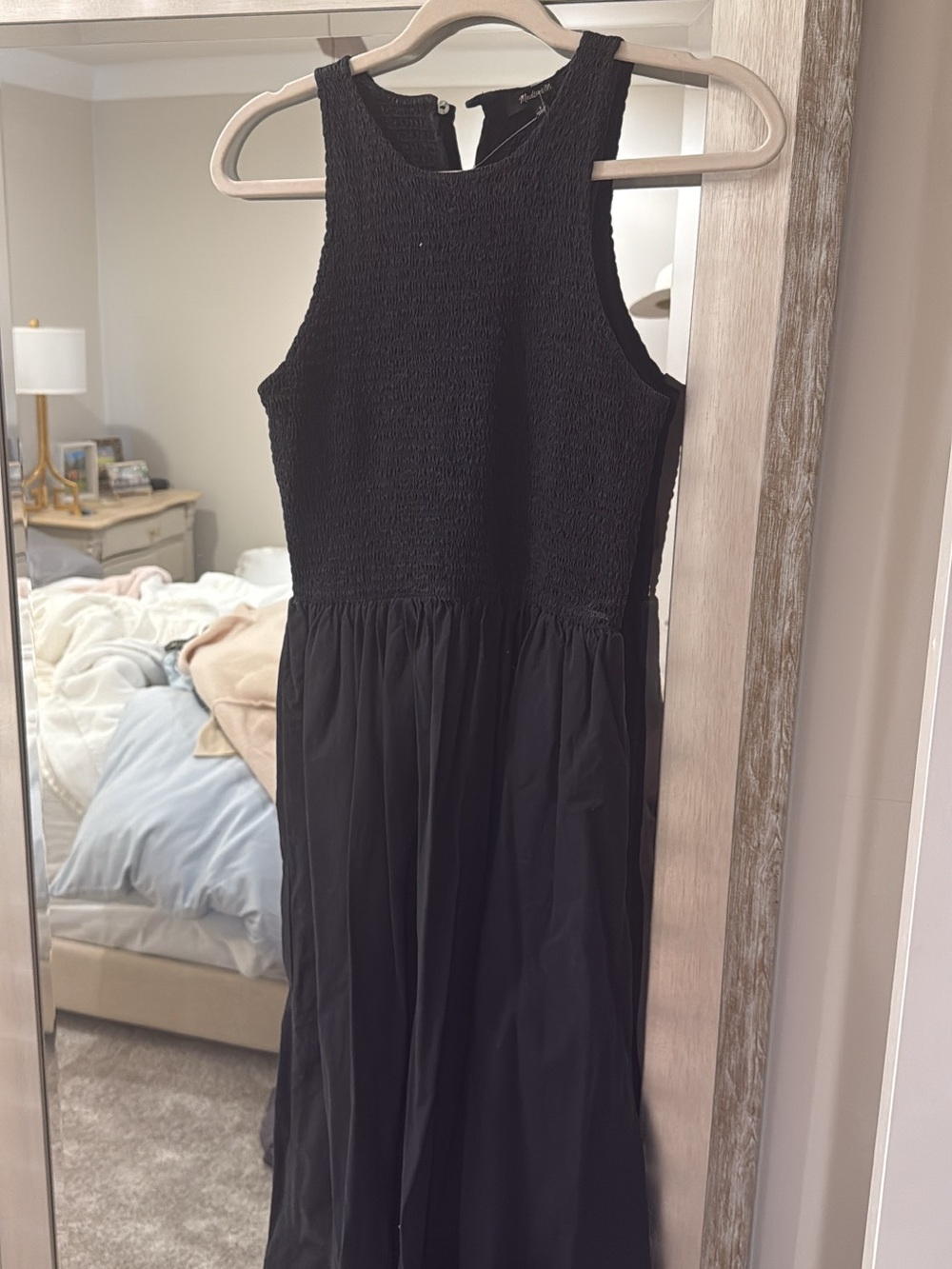 Madewell Black Smocked Bodice Maxi Dress